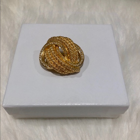Vintage Christian Dior Brooch Pin Twist Goldtone - Picture 1 of 10